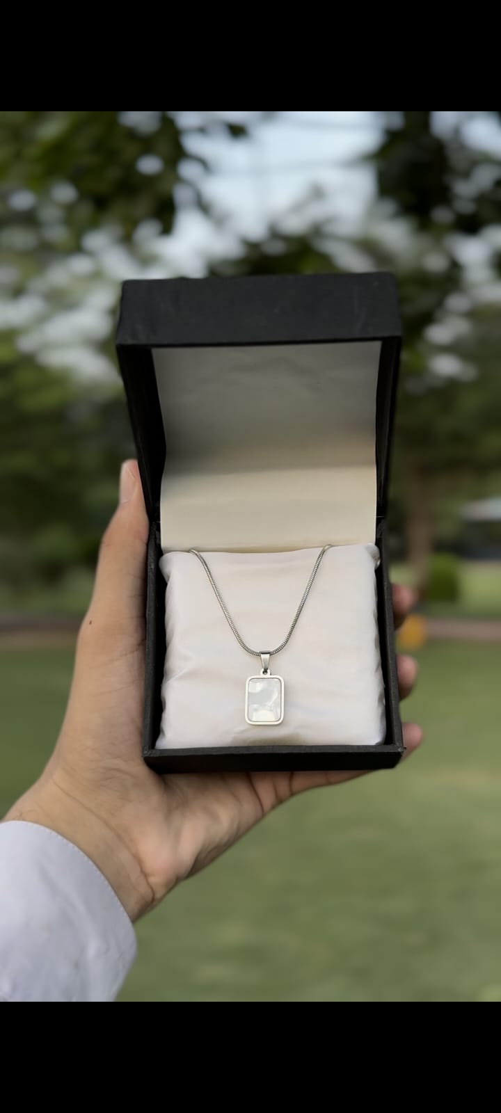 Double side onyx Pendant Necklace With Stainless Steel Chain for Men